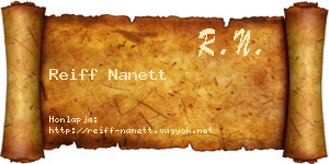 Reiff Nanett névjegykártya